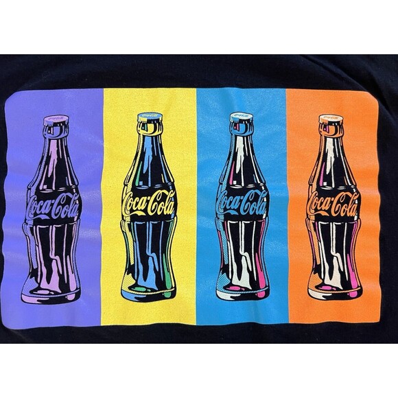 Vintage Retro Coca Cola 4 Glass Bottles Black Short Sleeve T Shirt Mens 2X - Picture 3 of 8